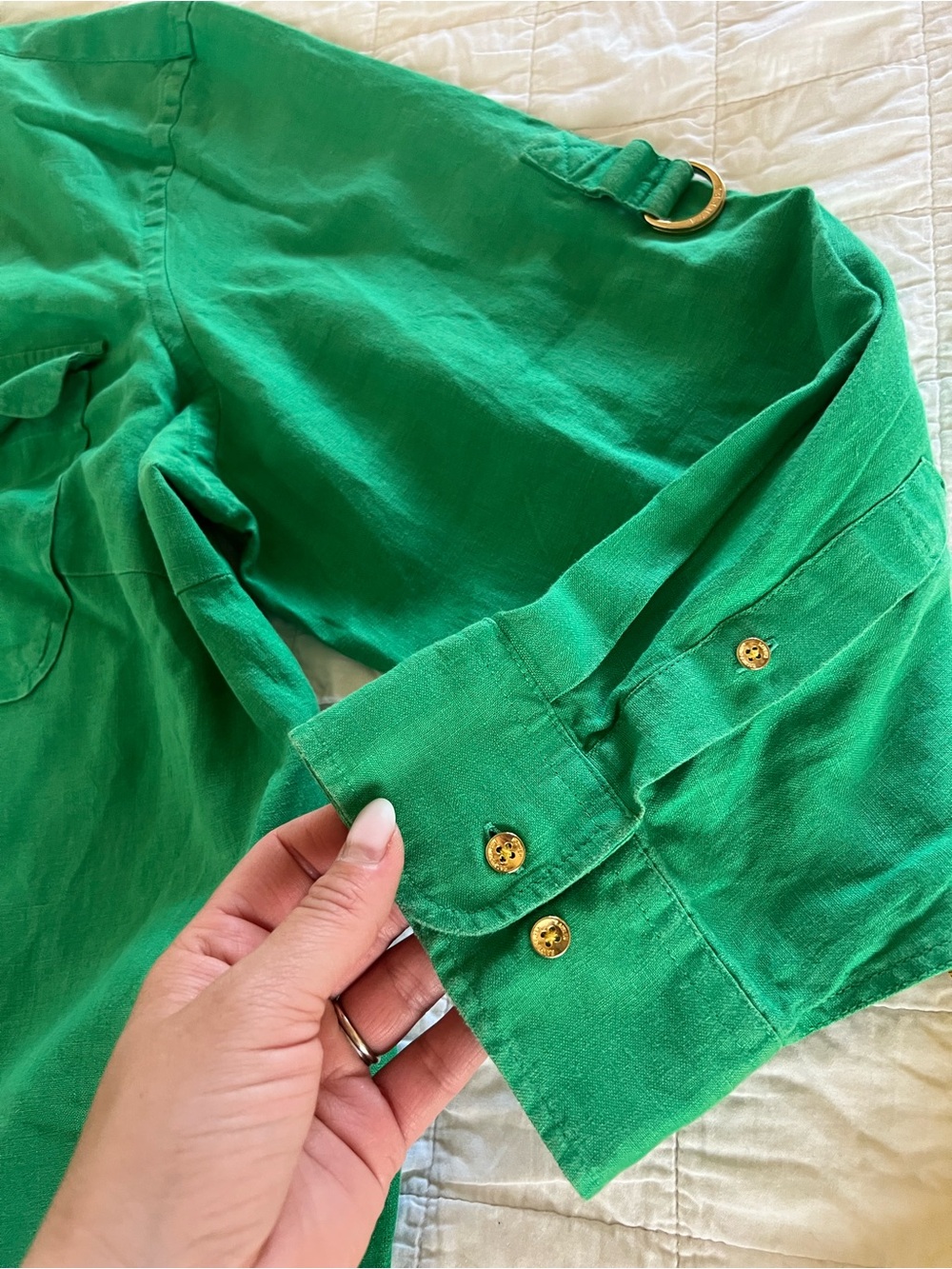 Ralph Lauren 💯 Linen green women’s button up shirt size 3X - Picture 5 of 11